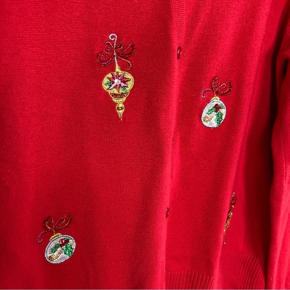 Crystal Lake Holiday Sweater Christmas tree ornaments Red Medium vintage - Picture 1 of 8
